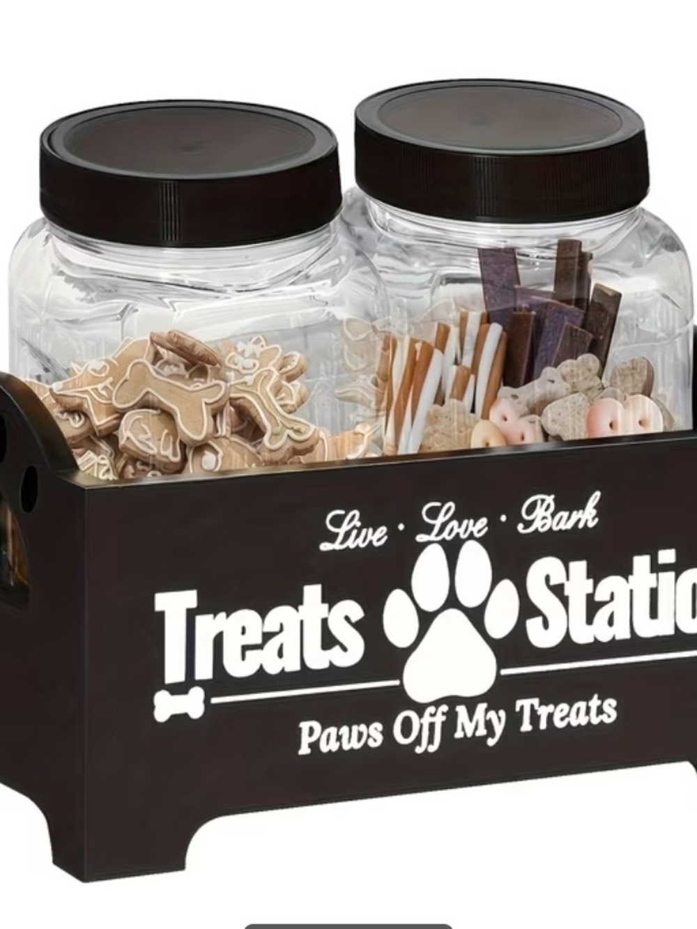 Treats Station Dog Treat Jar Set - Black&White NEW